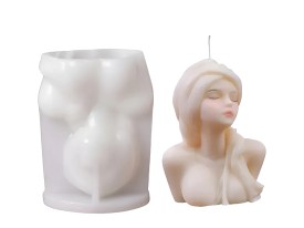 Molde silicona mujer con pañuelo 3D